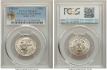 Third Reich 2 Mark 1933-A MS64+ PCGS, Berlin mint, KM79, J-352. Commemorates the 450th Anniversary - Birth of Martin Luther. 

HID09801242017

© 2...