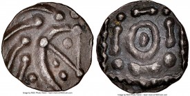 Anglo-Saxon. Continental Sceat ND (c. 740-760/800) XF Details (Environmental Damage) NGC, Frisian mint, Porcupine Type, S-790C, Abramson 99-15. 1.19gm...