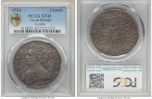 Anne Crown 1713 XF45 PCGS, KM536, S-3603, ESC-1349. A satisfying offering with problem-free surfaces, uniformly toned throughout, and exhibiting a com...