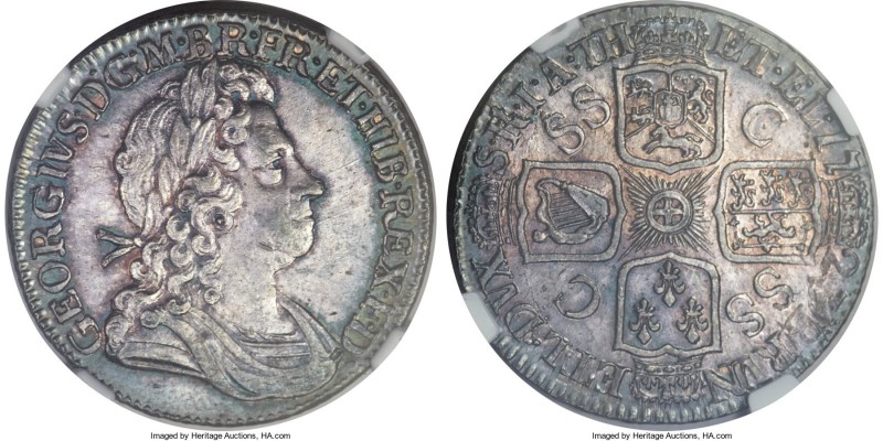 George I Shilling 1723-SSC MS63 NGC, S-3647,ESC-1176. Variety with alternating C...