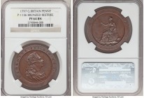 George III bronzed Proof Pattern Restrike Penny 1797-SOHO PR64 Brown NGC, Soho mint, Peck-1136. Glossy cordovan brown surfaces with evidence of die ru...