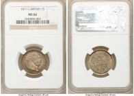 George III Shilling 1817 MS66 NGC, KM666, S-3790. Fetching pearl-gray devices populate this pristine shilling imbued with inviting luster and mulberry...