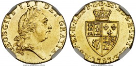 George III gold 1/2 Guinea 1787 AU58 NGC, KM608, S-3735. Lit with subdued luster, a conditionally scarce Half Guinea with bold detail and a pleasing c...
