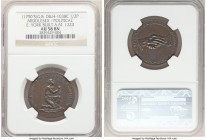 Middlesex copper "Anti-Slavery Society" 1/2 Penny Token (1790) AU58 Brown NGC, D&H-1038c. Political series. Edge: York Built A.M. 1223. Glossy walnut ...