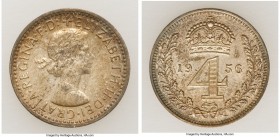 Elizabeth II 4-Piece Uncertified Maundy Prooflike Set 1956 UNC, 1) Penny, KM898. 11.2mm. 0.47gm 2) 2 Pence, KM899. 13.4mm. 0.90gm 3) 3 Pence, KM901. 1...