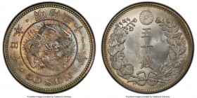 Meiji 50 Sen Year 31 (1898) MS64 PCGS, KM-Y25, JNDA 01-14. Pastel peach, gold and seafoam toning. 

HID09801242017

© 2020 Heritage Auctions | All...