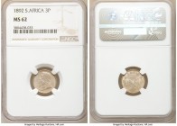 Republic 3 Pence 1892 MS62 NGC, KM3. Imbued with subdued luster and an allover argent surface that is admittedly more attract on the reverse.

HID09...