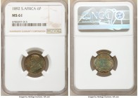 Republic 6 Pence 1892 MS61 NGC, KM4. A low-mintage, first year of issue piece conveying prominent steel blue and russet hues

HID09801242017

© 20...