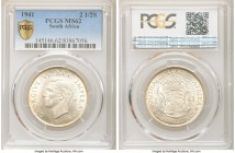 George VI 3-Piece Lot of Certified 2-1/2 Shillings PCGS, 1) 2-1/2 Shillings 1941 -MS62, KM30 2) 2-1/2 Shillings 1942 - MS63, KM30 3) 2-1/2 Shillings 1...