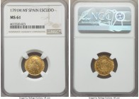 Charles IV gold Escudo 1791 M-MF MS61 NGC, Madrid mint, KM434. Boldly struck with a handsome portrait of the king and light toning with coppery-rose h...