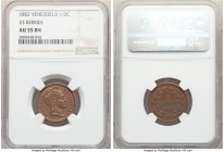 Republic 1/2 Centavo 1852-(l) AU55 Brown NGC, London mint, KM-Y5.2. 23 berries variety. Rare in this quality with a majority of this variety found in ...