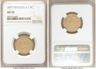 Republic 2-1/2 Centavos 1877-(p) AU53 NGC, Philadelphia mint, KM-Y26, Stohr-39. The second and scarcer year of this two-year type and exhibits soft go...