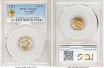 Republic 25 Centimos 1921-(p) MS64 PCGS, Philadelphia mint, KM-Y20. Low "2" variety. A lustrous near gem representative that is dressed in russet and ...