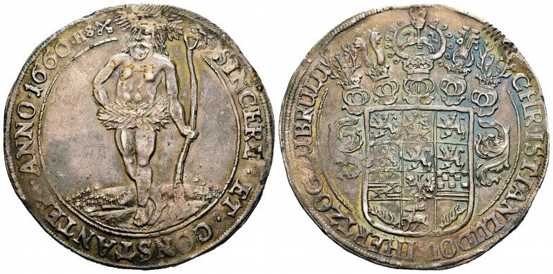 Germany. Braunschweig-Lüneburg. Christian Ludwig. 1 thaler. 1660. (Dav-6518). Ag...