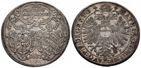 Germany. Nurnberg. Matthias II. Guldentaler (60 kreuzer). 1613. (Dav-90). Ag. 24,67 g. Small planchet flaw on reverse. Almost XF. Est...450,00.   

SP...