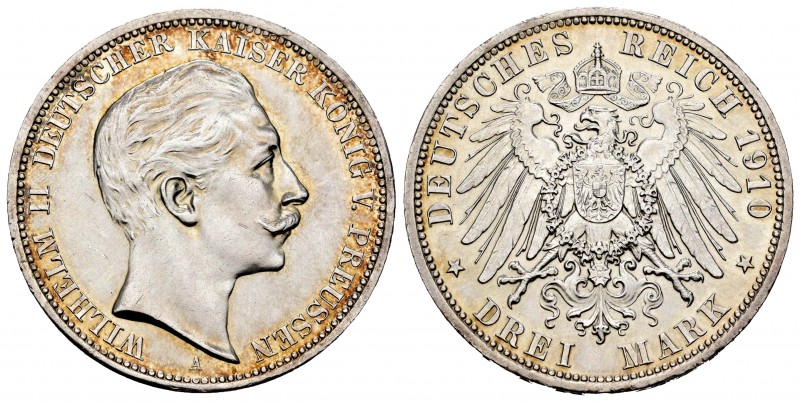 Germany. Prussia. Wilhelm II. 3 mark. 1910. Berlin. A. (Km-527). Ag. 16,66 g. Sl...