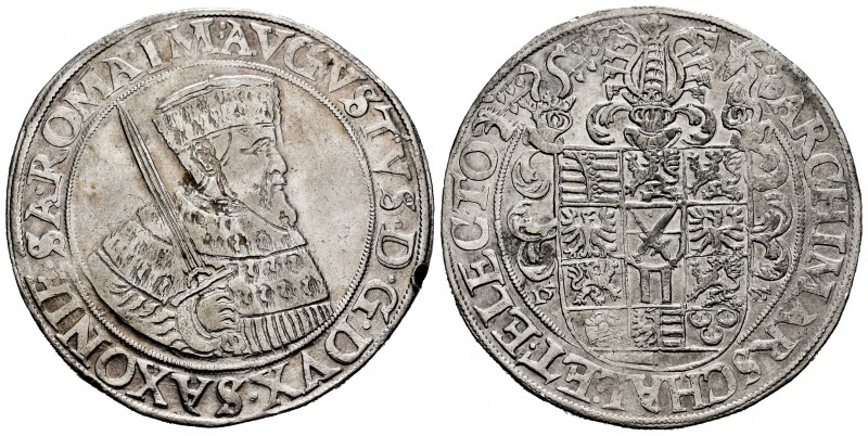 Germany. Sachsen. August I. 1 thaler. (1555). Annaberg. (Dav-9791). (Km-157). Ag...