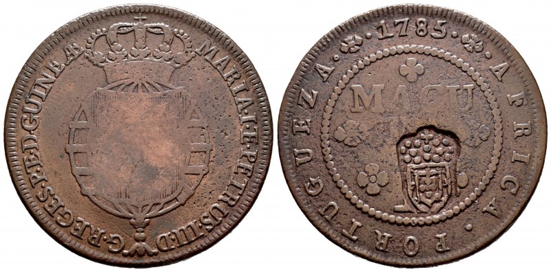 Angola. D. Maria I y D. Pedro III. 1 macuta. 1785. (Gomes-05.06). Ae. 34,32 g. C...