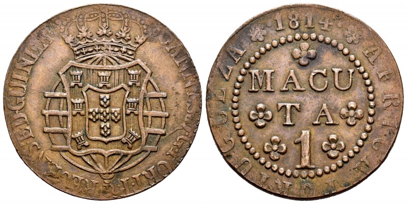 Angola. Joao, Prince Regent. 1 macuta. 1814. (Km-46). (Gomes-03.01). Ae. 10,26 g...
