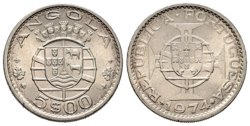 Angola. 5 escudos. 1974. (Km-81). 6,89 g. Very scarce. UNC. Est...400,00.   

SP...