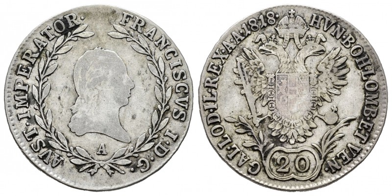 Austria. Franz II. 20 kreuzer. 1818. Wien. A. (Km-2143). Ag. 6,50 g. Almost VF. ...