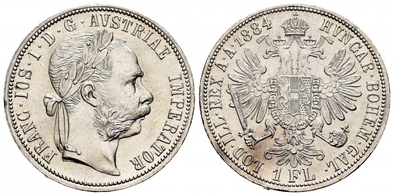 Austria. Franz Joseph I. 1 florin. 1884. (Km-2222). Ag. 12,33 g. Minor nick on e...