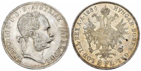 Austria. Franz Joseph I. 2 florins. 1886. (Km-2233). Ag. 24,68 g. With some original luster remaining. Scarce. XF. Est...200,00.   

SPANISH DESCRIPTI...
