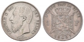 Belgium. Leopold II. 1 franc. 1867. (Km-28.1). Ag. 4,90 g. Almost VF/VF. Est...18,00.   

SPANISH DESCRIPTION: Bélgica. Leopold II. 1 franc. 1867. (Km...