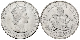 Bermuda. Elizabeth II. 1 crown. 1964. (Km-14). Ag. 22,68 g. Almost UNC. Est...25,00.   

SPANISH DESCRIPTION: Bermuda. Elizabeth II. 1 crown. 1964. (K...