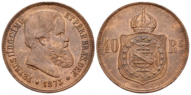 Brazil. D. Pedro II. 40 reis. 1873. (Km-479). Ae. 11,67 g. Choice VF. Est...25,0...