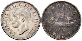 Canada. George VI. 1 dollar. 1946. (Km-37). Ag. 23,27 g. XF. Est...60,00.   

SPANISH DESCRIPTION: Canadá. George VI. 1 dollar. 1946. (Km-37). Ag. 23,...