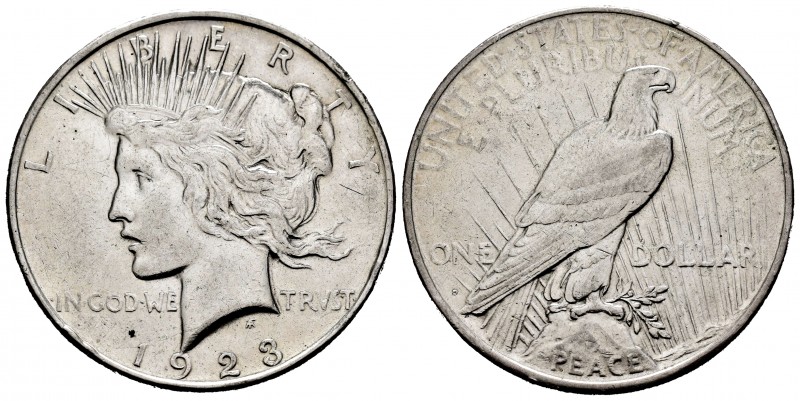 United States. 1 dollar. 1928. Denver. D. (Km-150). Ag. 26,66 g. Minor nicks on ...
