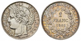France. 1 franc. 1888. Paris. A. (Km-822.1). (Gad-530). Ag. 5,01 g. XF. Est...35,00.   

SPANISH DESCRIPTION: Francia. III República. 1 franc. 1888. P...