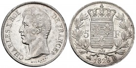 France. Charles X. 5 francs. 1828. Rouen. B. (Km-728.2). (Gad-644). Ag. 24,85 g. Original luster. AU. Est...150,00.   

SPANISH DESCRIPTION: Francia. ...