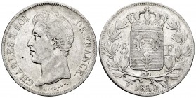 France. Charles X. 5 francs. 1830. Lille. W. (Km-728.13). (Gad-644). Ag. 24,83 g. Almost VF. Est...35,00.   

SPANISH DESCRIPTION: Francia. Charles X....
