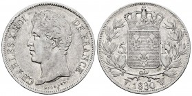 France. Charles X. 5 francs. 1830. Lille. W. (Km-728.13). (Gad-644). Ag. 24,82 g. Almost VF. Est...35,00.   

SPANISH DESCRIPTION: Francia. Charles X....