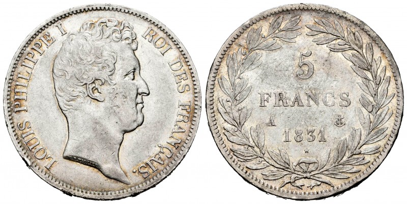 France. Louis Philippe I. 5 francs. 1831. Paris. A. (Km-735.1). (Gad-676a). Ag. ...