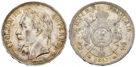 France. Napoleon III. 5 francs. 1867. Paris. A. (Km-799.1). (Gad-739). Ag. 25,01 g. XF/Almost XF. Est...70,00.   

SPANISH DESCRIPTION: Francia. Napol...
