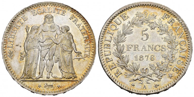 France. 5 francs. 1876. Paris. A. (Km-820.1). (Gad-745a). Ag. 25,07 g. Original ...