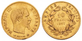 France. Napoleon III. 10 francs. 1857. Paris. A. (Km-784.1). (Gad-1014). (Fried-577). Au. 3,20 g. Choice F. Est...150,00.   

SPANISH DESCRIPTION: Fra...