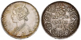 British India. Victoria Queen. 1 rupee. 1893. (Km-490). Ae. 11,65 g. Scratch on obverse. Almost XF. Est...30,00.   

SPANISH DESCRIPTION: India Britán...