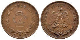 Mexico. 2 centavos. 1929. (Km-419). Ae. 5,99 g. Rare. VF. Est...90,00.   

SPANISH DESCRIPTION: México. 2 centavos. 1929. (Km-419). Ae. 5,99 g. Rara. ...