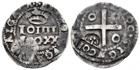 Portugal. D. Joao IV (1640-1656). 4 vintens (80 reis). Lisbon. (Gomes-51.09 - 40.02). Ag. 4,00 g. Error L XXXX. Carimbo (countermark) 100 Reis of D. A...