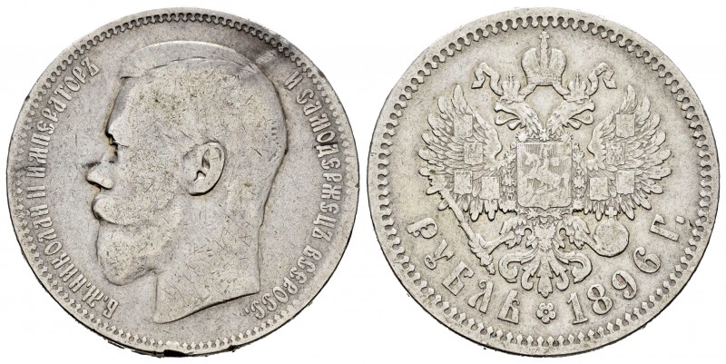 Russia. Nicholas II. 1 rouble. 1896. Saint Petesburg. (Km-Y59.3). (Bitkin-39). A...