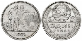 Russia. 1 rouble. 1924. Saint Petesburg. (Km-90.1). Ag. 19,88 g. Minor nicks on edge. XF/AU. Est...50,00.   

SPANISH DESCRIPTION: Rusia. 1 rouble. 19...