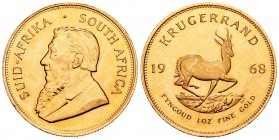 South Africa. Krugerrand. 1968. (Km-73). Au. 33,93 g. Frosted reverse. Rare. PR. Est...2200,00.   

SPANISH DESCRIPTION: Sudáfrica. Krugerrand. 1968. ...