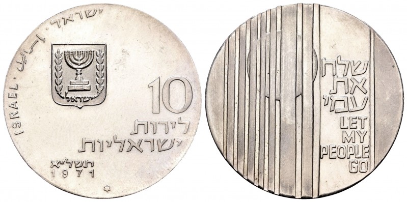 Israel. 10 lirot. 1971. (Km-59.1). Ag. 26,11 g. PR. Est...25,00.   

SPANISH DES...