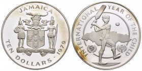 Jamaica. Elizabeth II. 10 dollars. 1979. (Km-80). Ag. 23,35 g. International Year of the Child. PR. Est...25,00.   

SPANISH DESCRIPTION: Jamaica. Eli...