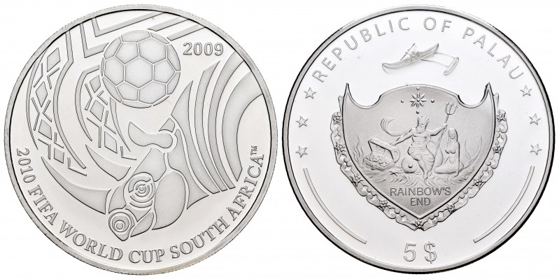 Palau. 5 dollars. 2009. Ag. 25,00 g. South Africa Soccer World Cup 2009. PR. Est...