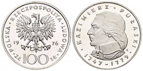 Poland. 100 zlotych. 1976. (Km-Y84). Ag. 16,78 g. Kazimierz Pulaski. PR. Est...20,00.   

SPANISH DESCRIPTION: Polonia. 100 zlotych. 1976. (Km-Y84). A...